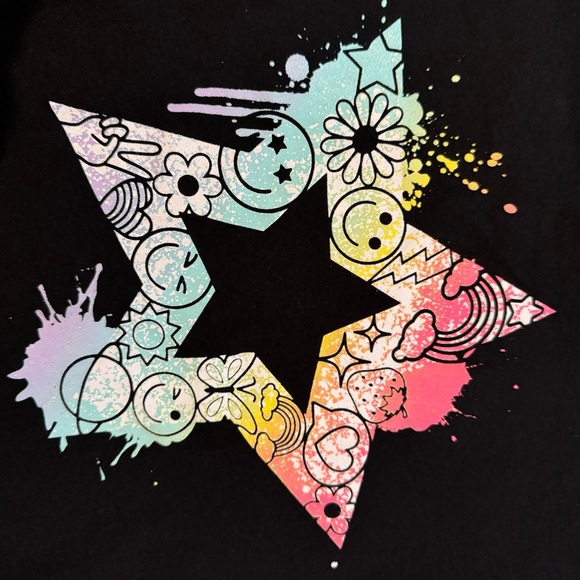 The Children’s Place Girls Rainbow Star Graphic Tee Black Size 10/12 - Picture 2 of 5